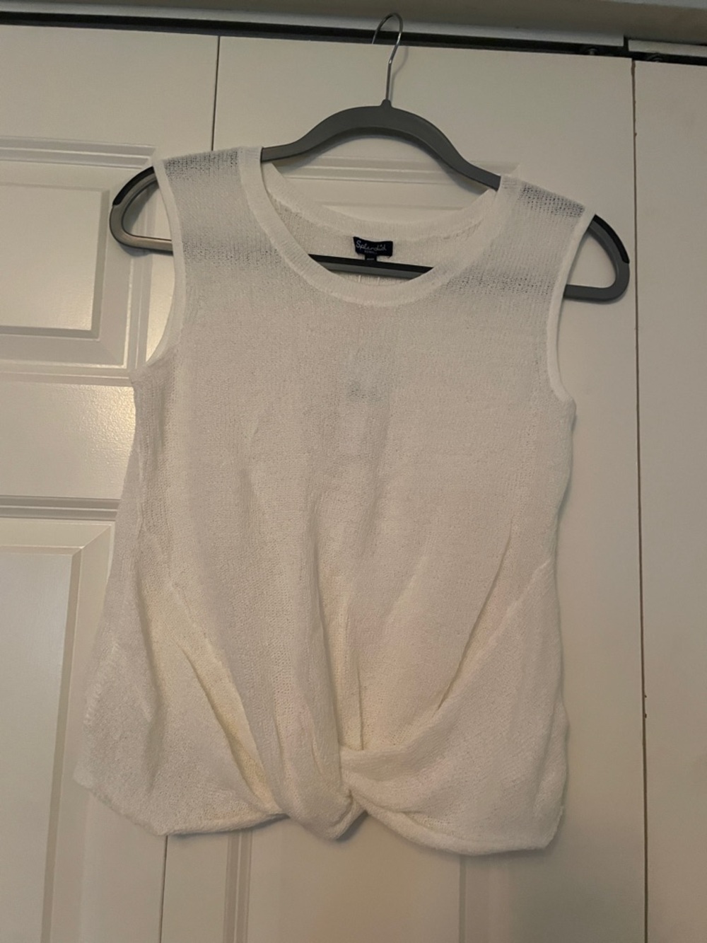 Splendid Cream Knit Sleeveless Twist-Front Tank